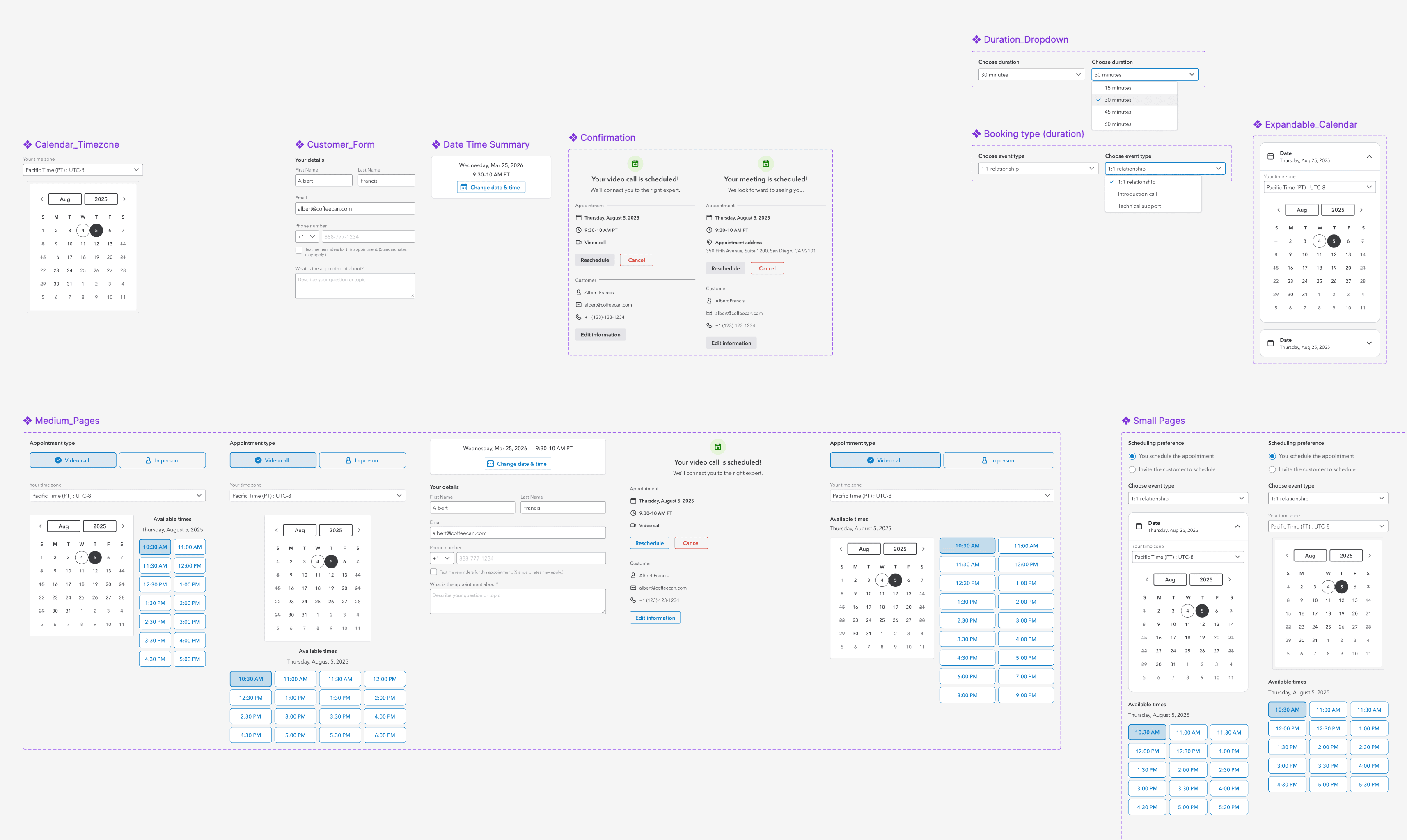 Appointments design-system components
