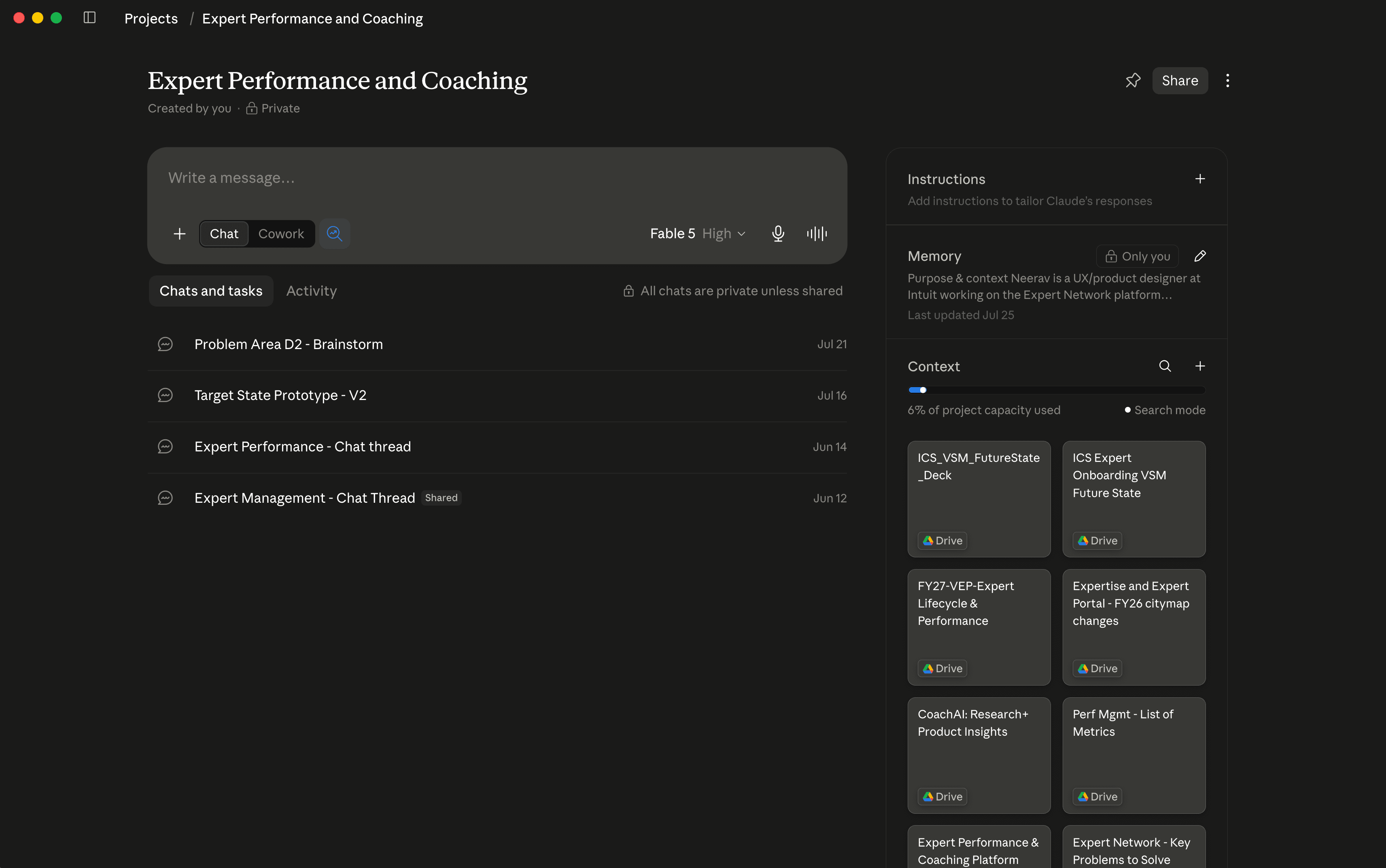 Claude research context used to synthesize expert performance research