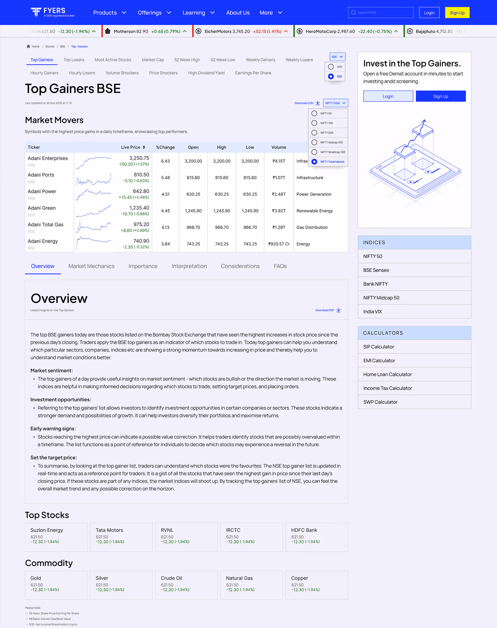 FYERS product interface screen