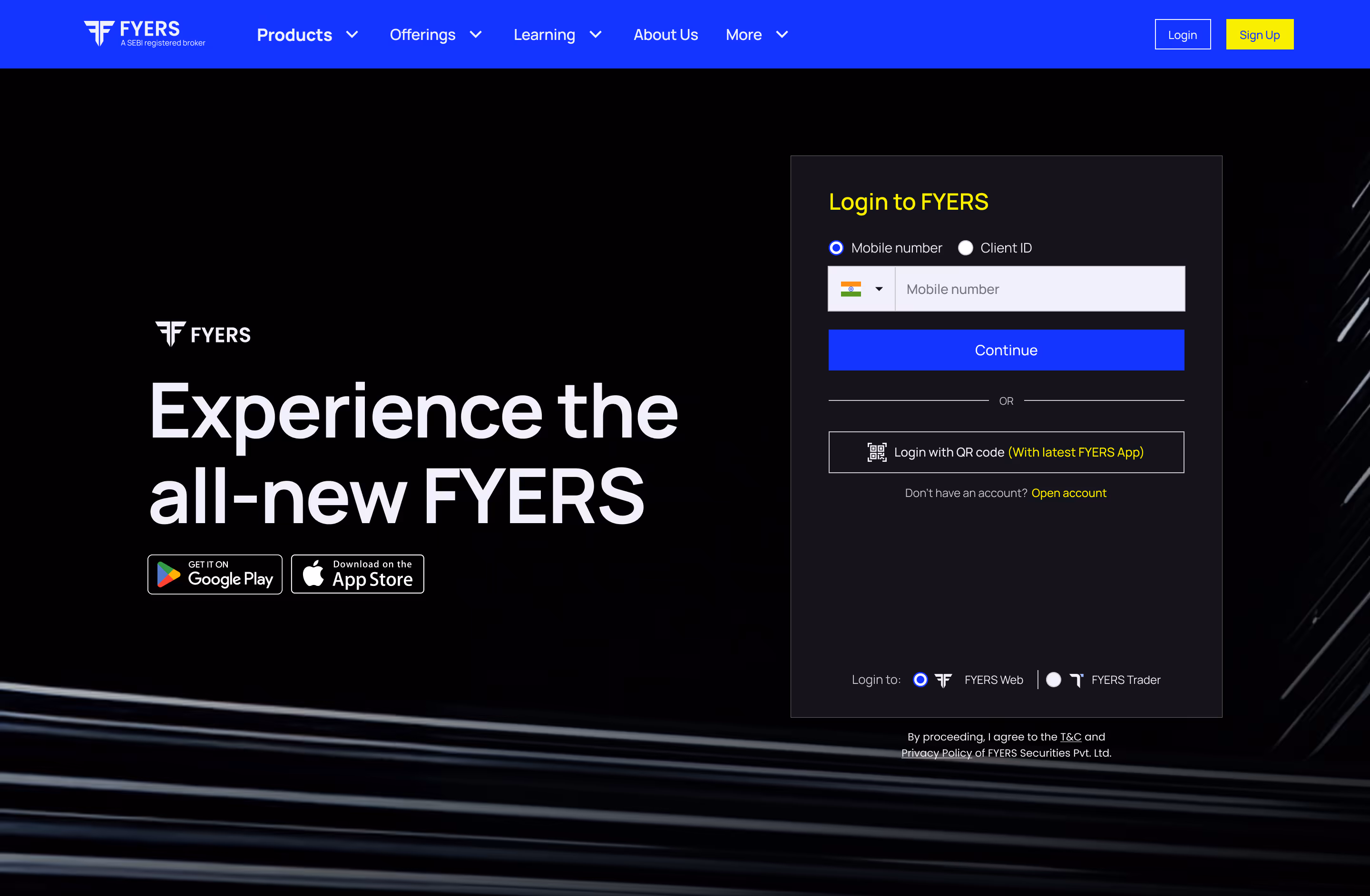 FYERS login-page exploration