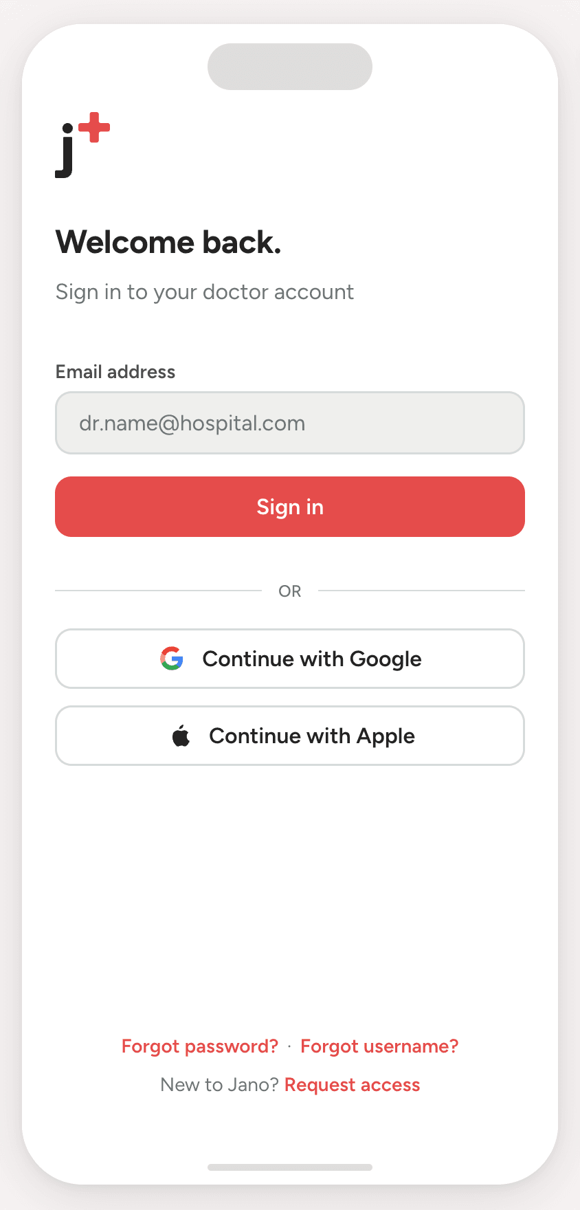 Doctor app 01 screen from the V2 doctor app