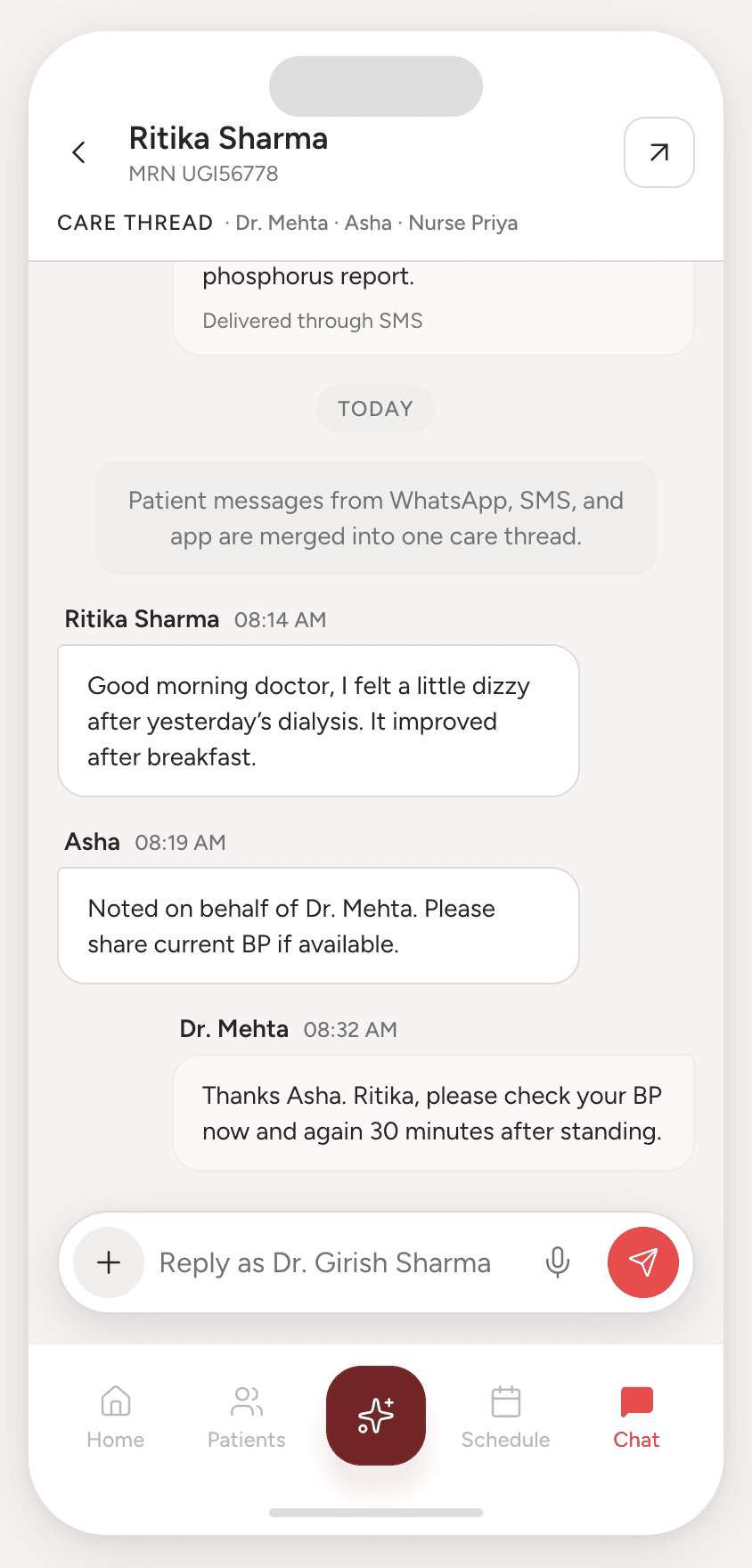 Doctor app 04 screen from the V2 doctor app
