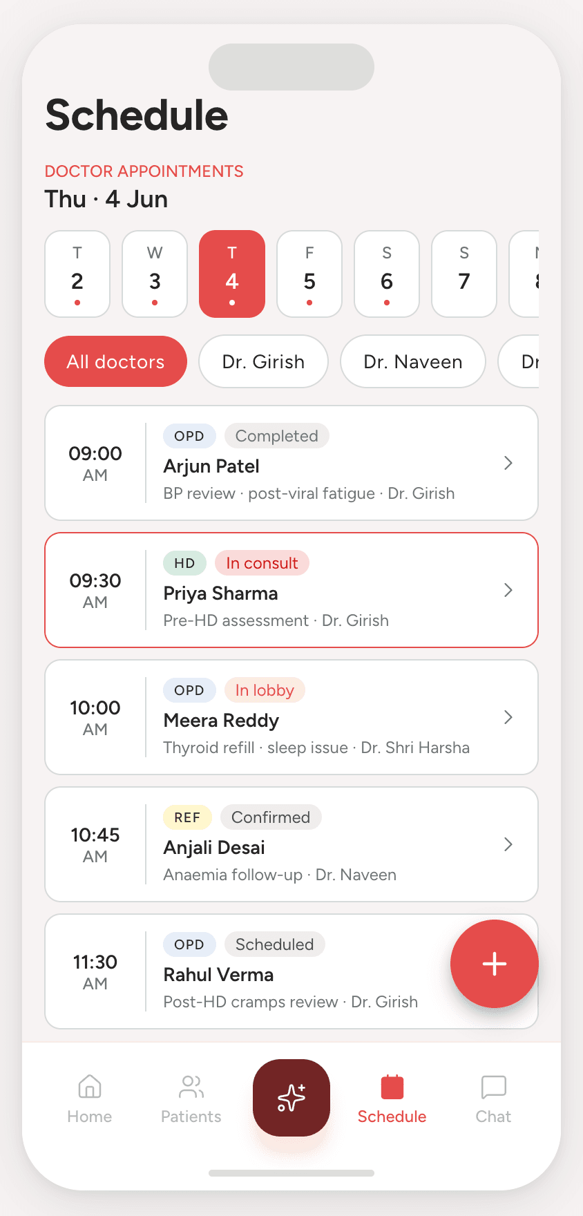 Doctor app 05 screen from the V2 doctor app